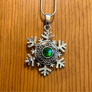 Ginger Snaps Snowflake Necklace, 24” chain Sterling Silver